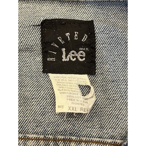 Vintage Lee Riveted Denim Jacket XXL USA Made 90s Trucker Jean Coat - Picture 4 of 6
